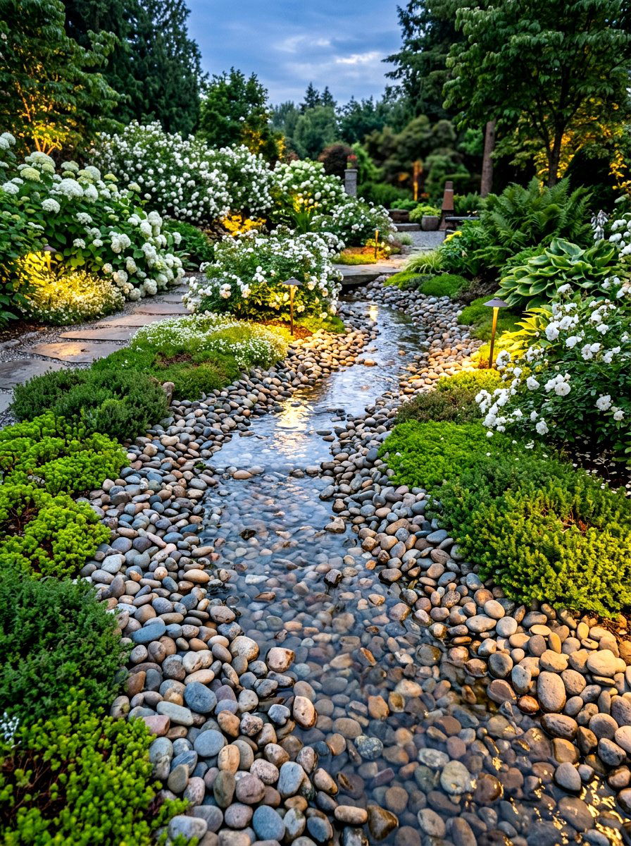 Pebble Creek Feature - 30 stream garden ideas