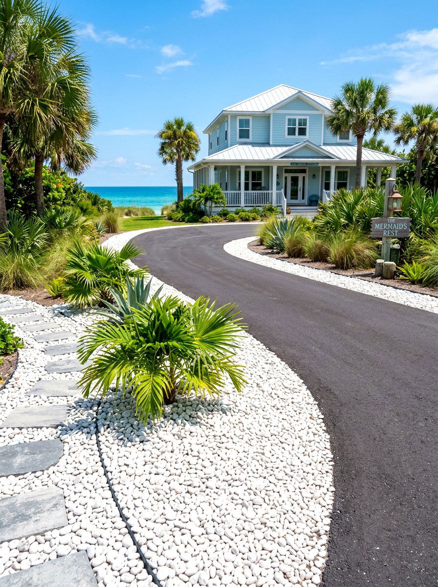 Pebble Driveway Landscaping - 30 driveway landscaping ideas