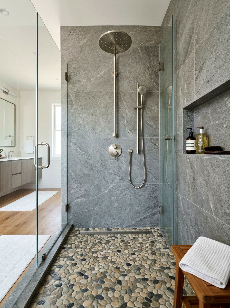 Pebble Floor Walk In Shower - 30 spa hotel bath ideas