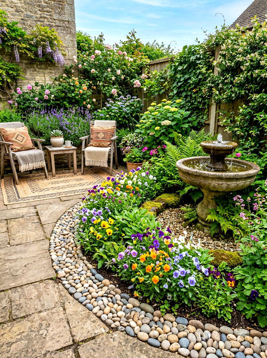 Pebble Garden Edge - 30 rock border garden ideas