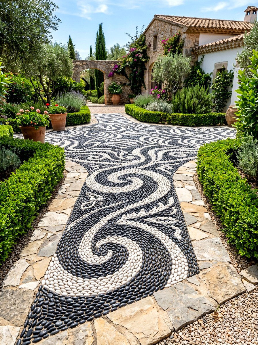 Pebble Mosaic - 30 rock landscaping ideas