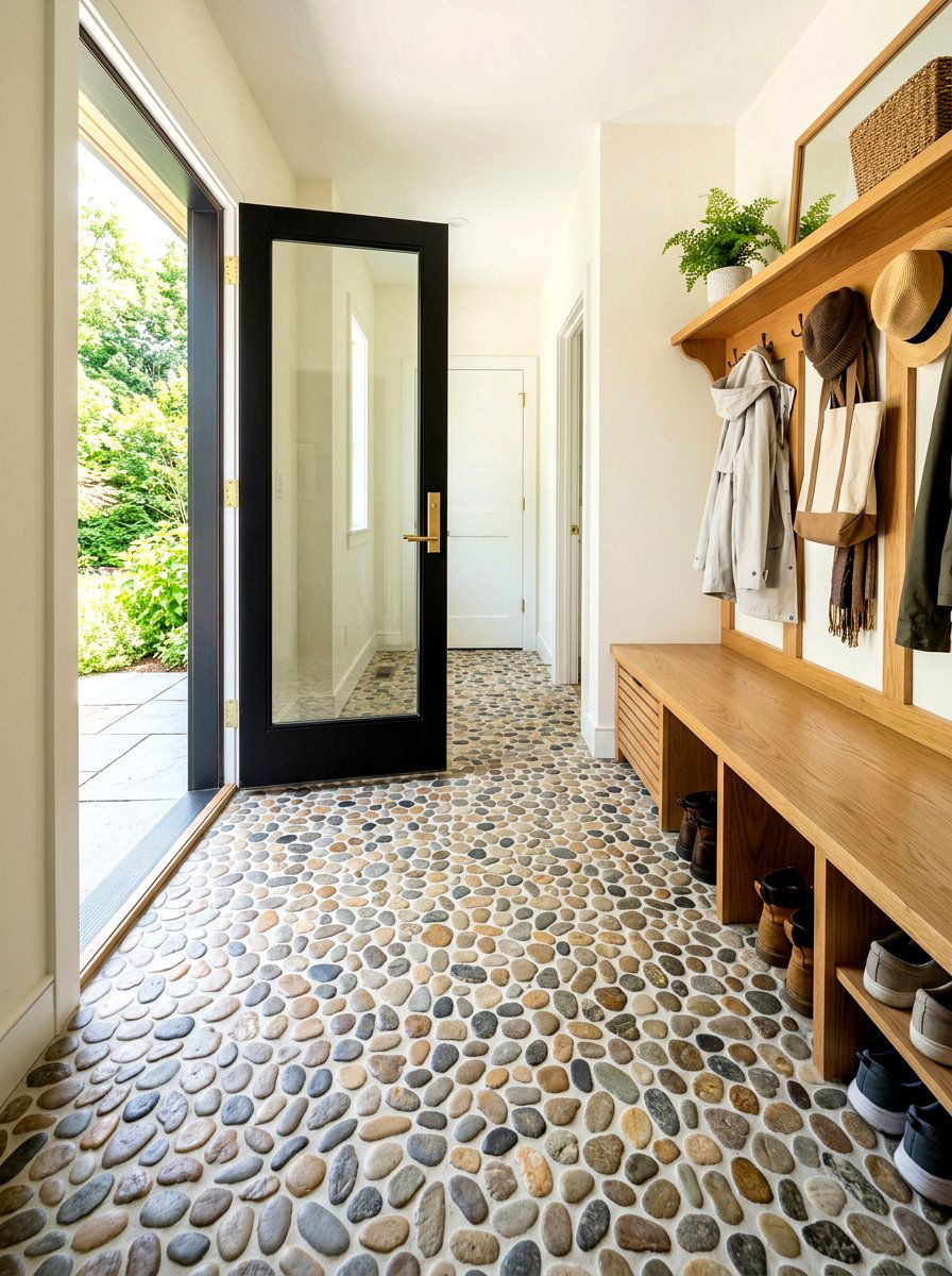 Pebble Mudroom Tile - 30 mudroom tile floor ideas