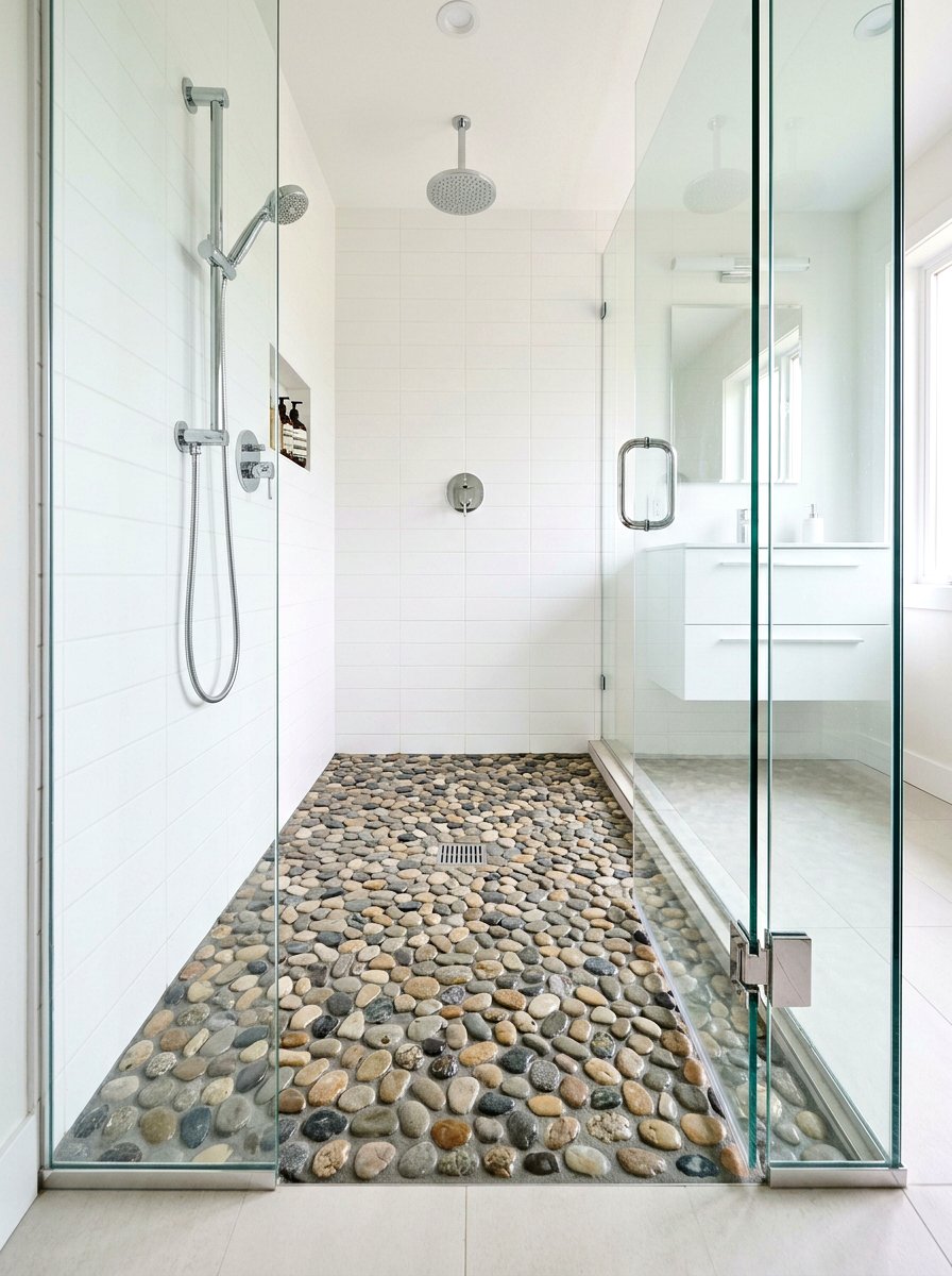 Pebble Shower Floor - 30 mini spa room ideas