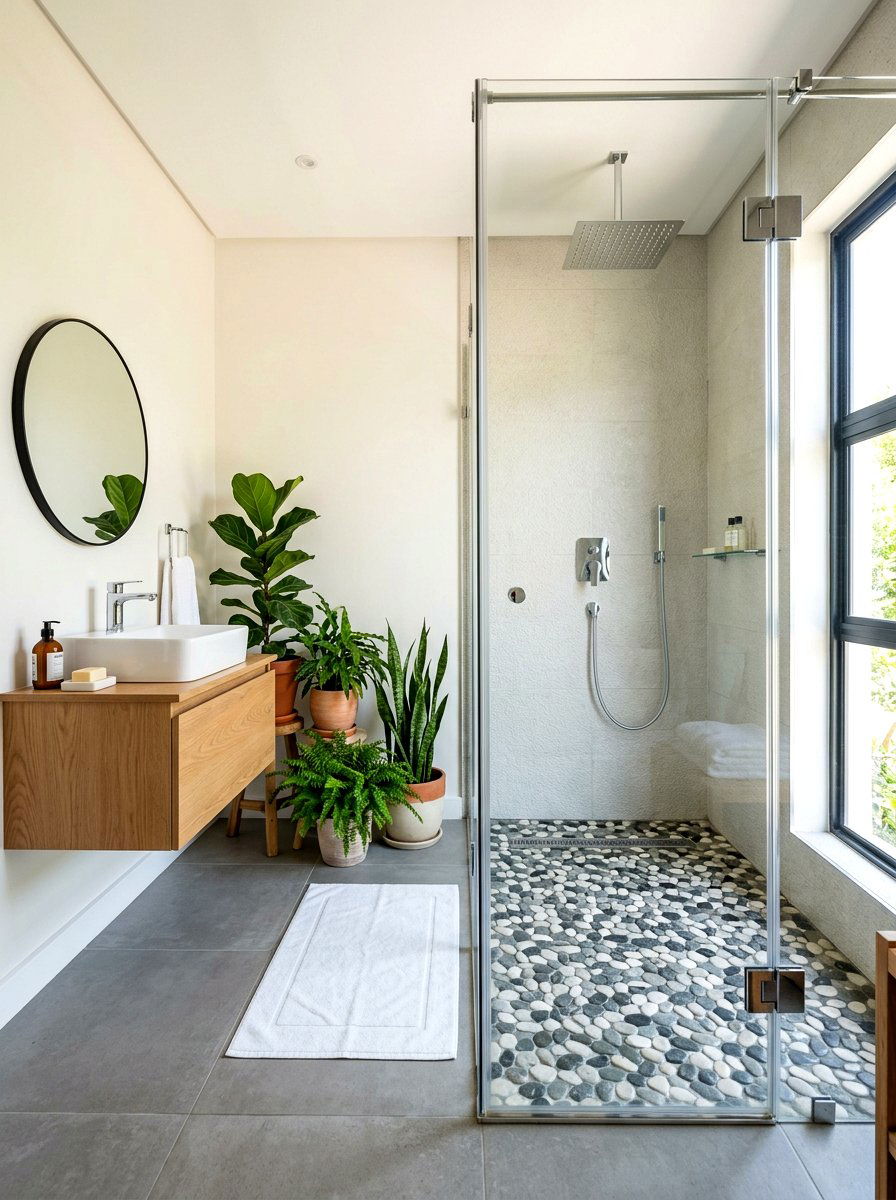 Pebble Shower Floor - 30 sound bath bathroom ideas