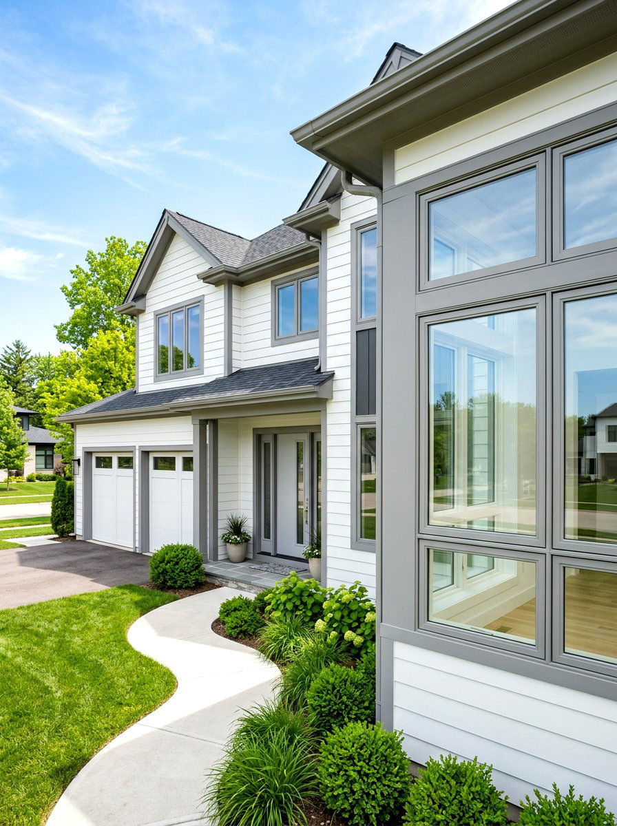 Pebble gray exterior window trim - 30 exterior window trim color ideas