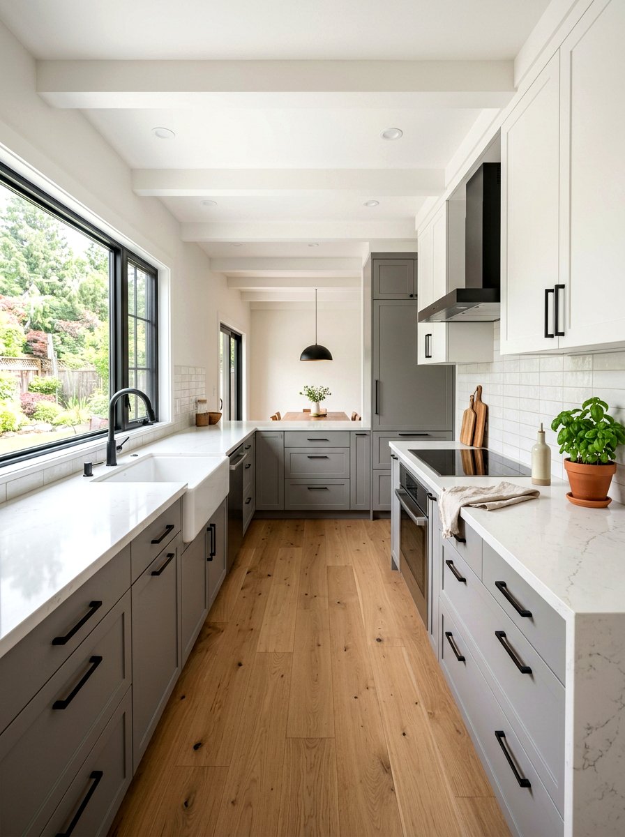 Pebble grey and white kitchen cabinets - 30 kitchen paint cabinet combo ideas