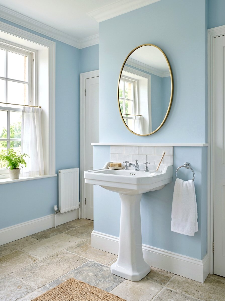 Pedestal Sink - 30 cottage farmhouse bathroom ideas