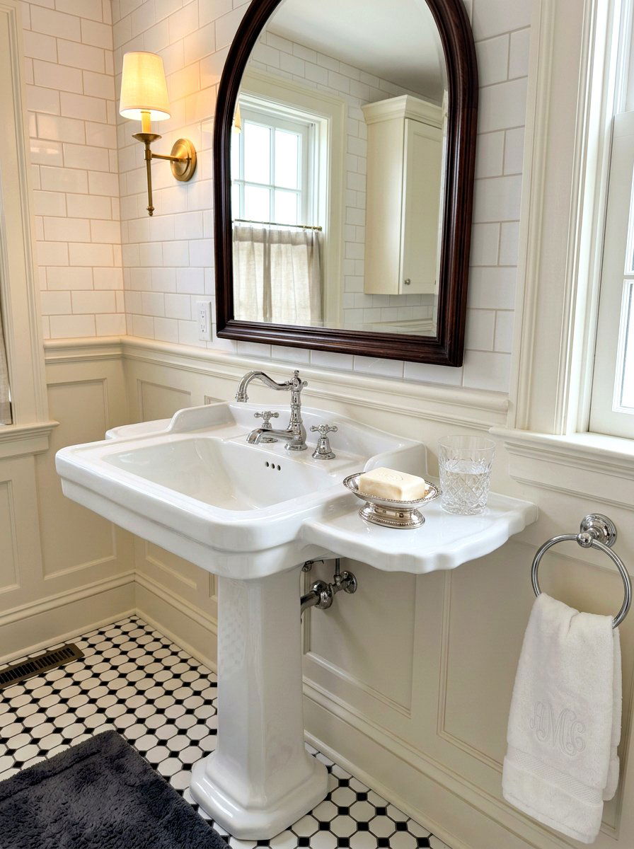 Pedestal Sink Side Shelf - 30 spa shelf bathroom ideas