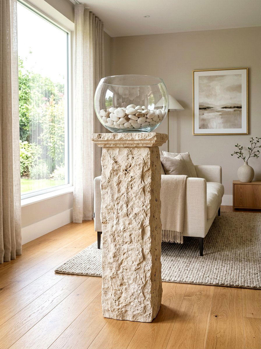 Pedestal With Oversized Bowl - 30 stone pedestal decor ideas