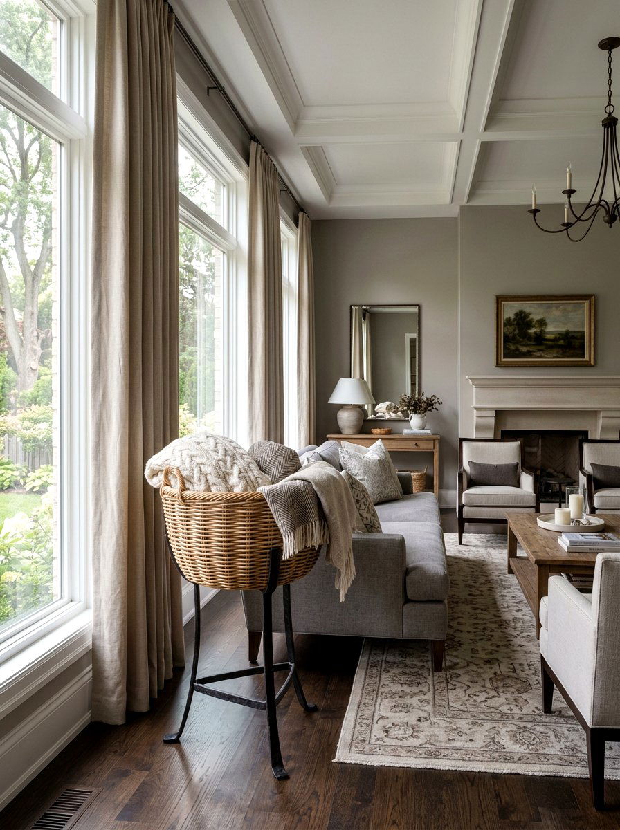 Pedestal Woven Basket - 30 living room blanket basket ideas