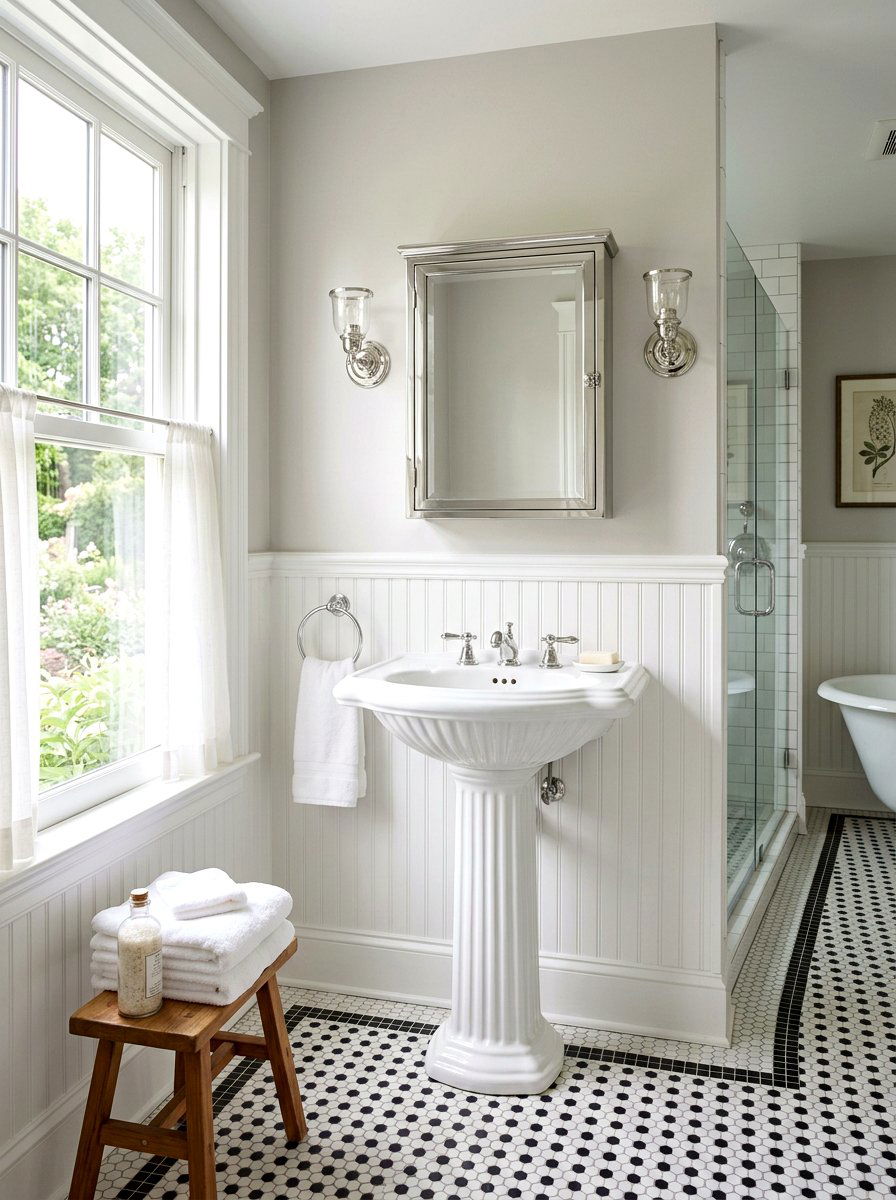Pedestal sink bathroom - 30 retro bathroom ideas