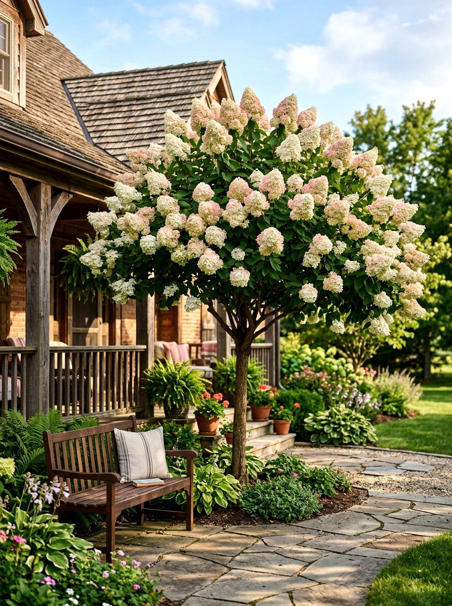 Pee Gee Hydrangea Tree Focus - 30 front porch hydrangea ideas