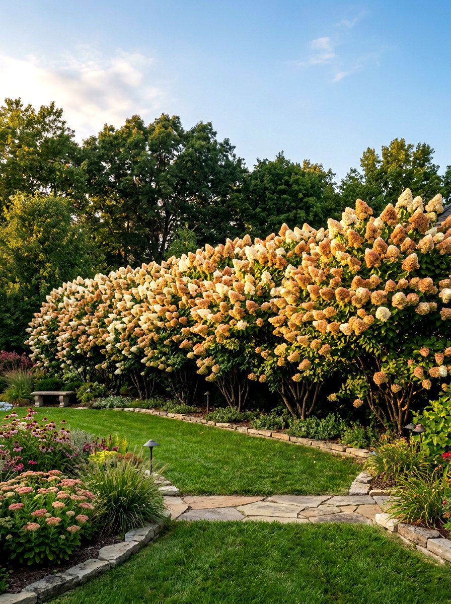 Peegee hydrangea tall screen - 30 hydrangea hedge ideas
