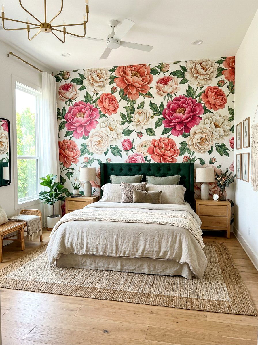 Peel and stick floral wallpaper - 30 rental safe wallpaper ideas