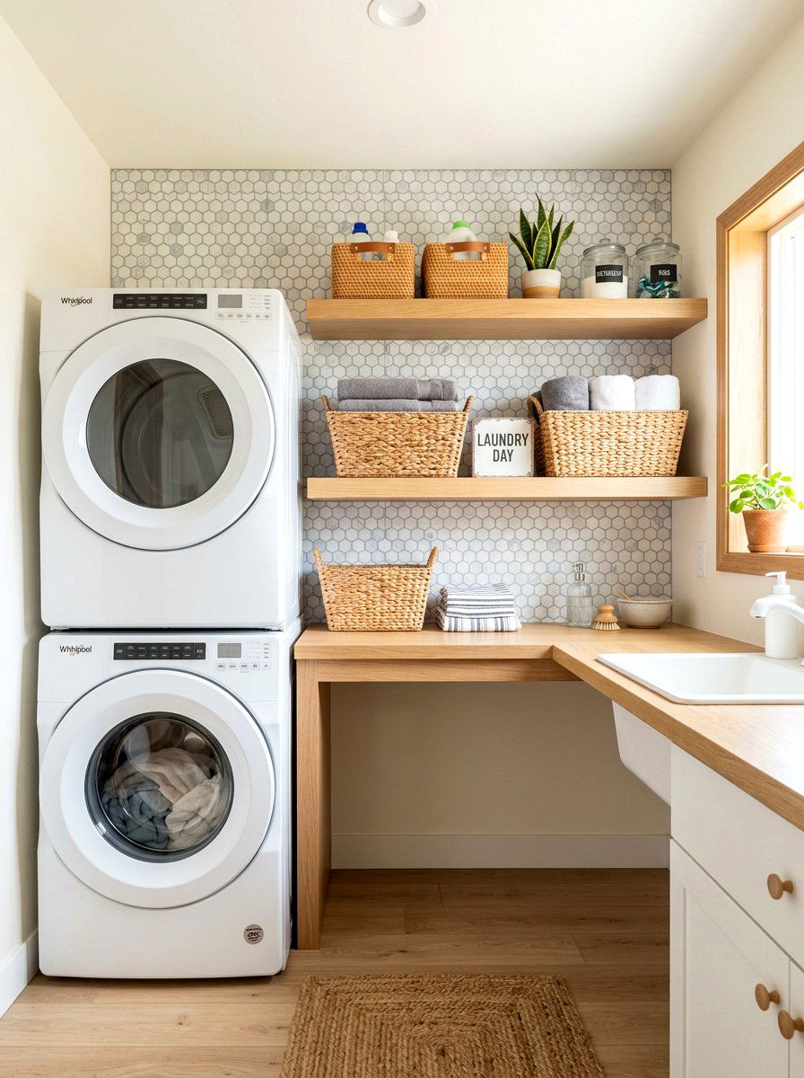 Peel and stick laundry backsplash - 30 laundry room backsplash ideas