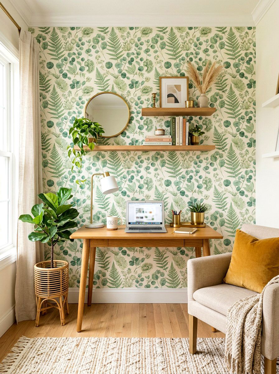 Peel and stick wallpaper - 30 renter friendly home office ideas
