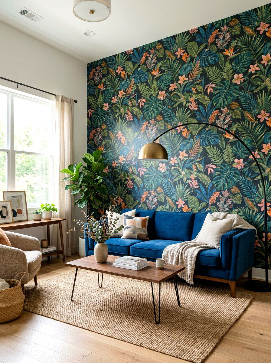 Peel and stick wallpaper - 30 renter friendly decor ideas