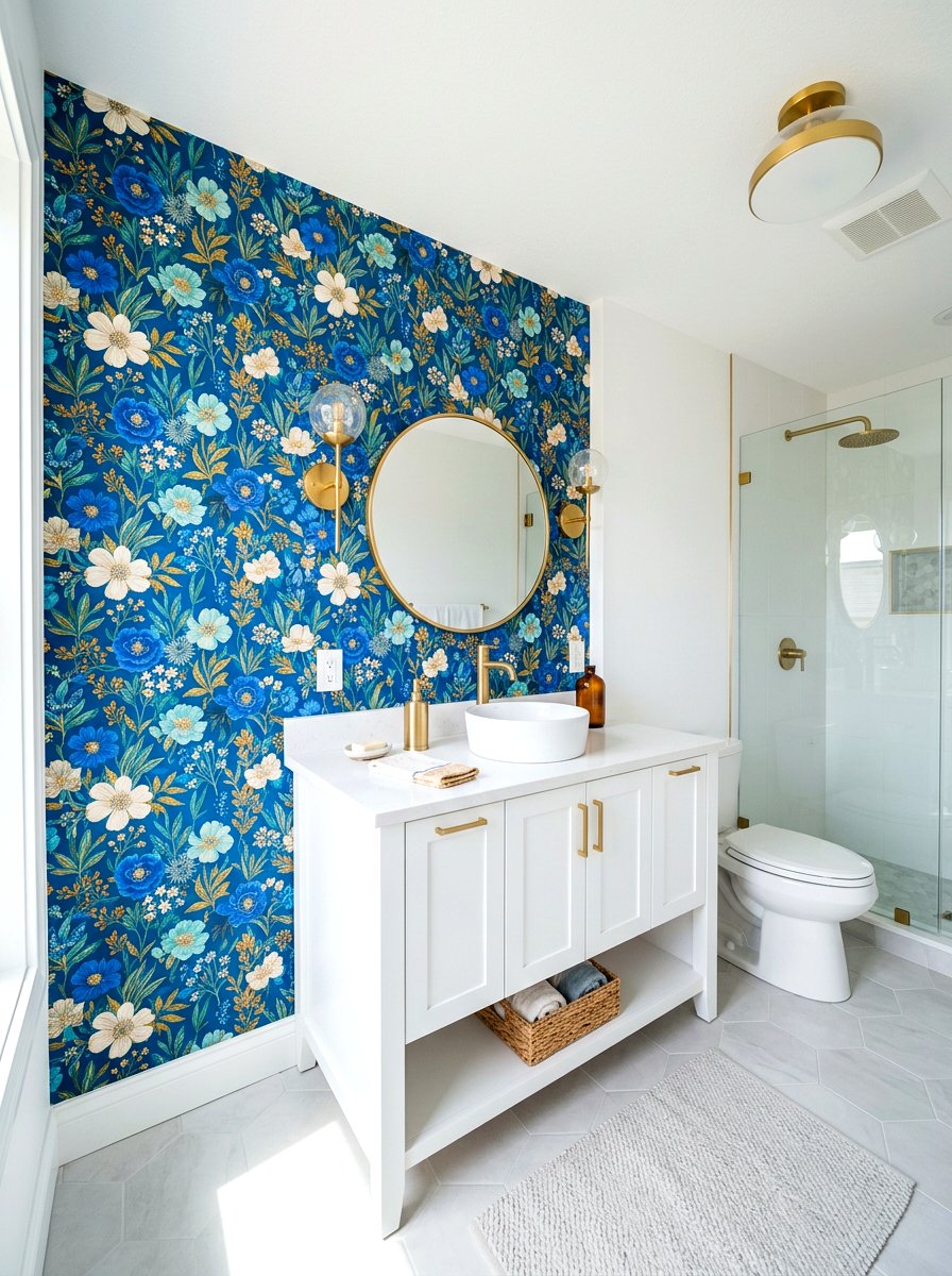 Peel and stick wallpaper bathroom - 30 bathroom wall decor ideas