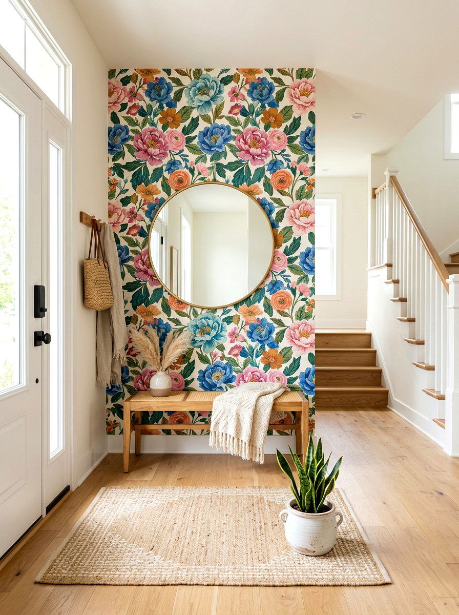 Peel and stick wallpaper entryway - 30 renter friendly entryway ideas