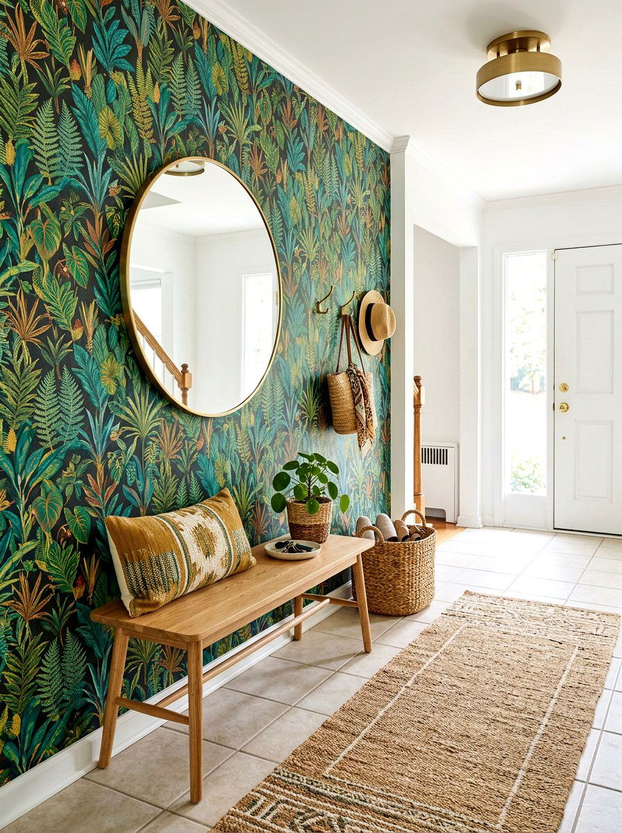 Peel and stick wallpaper entryway - 30 rental entryway ideas
