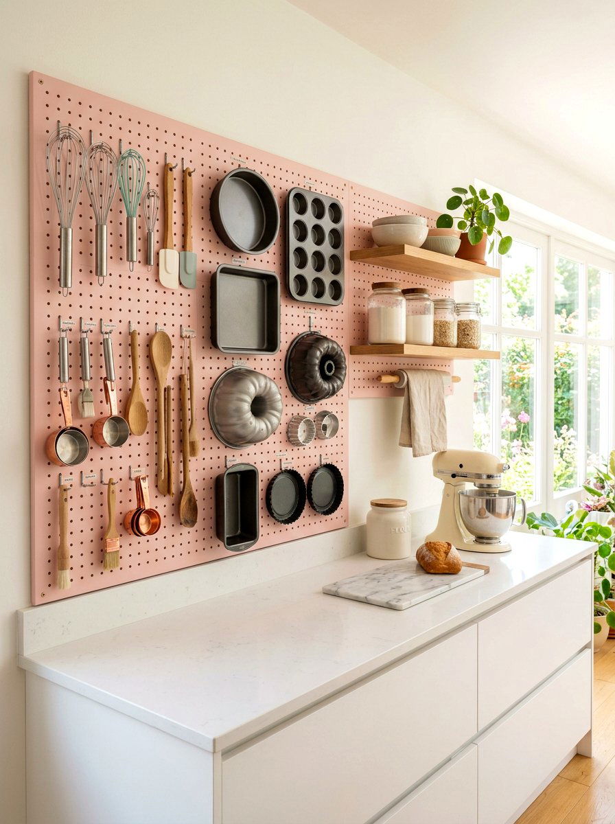 Pegboard Baking Tool Wall - 30 baking station ideas
