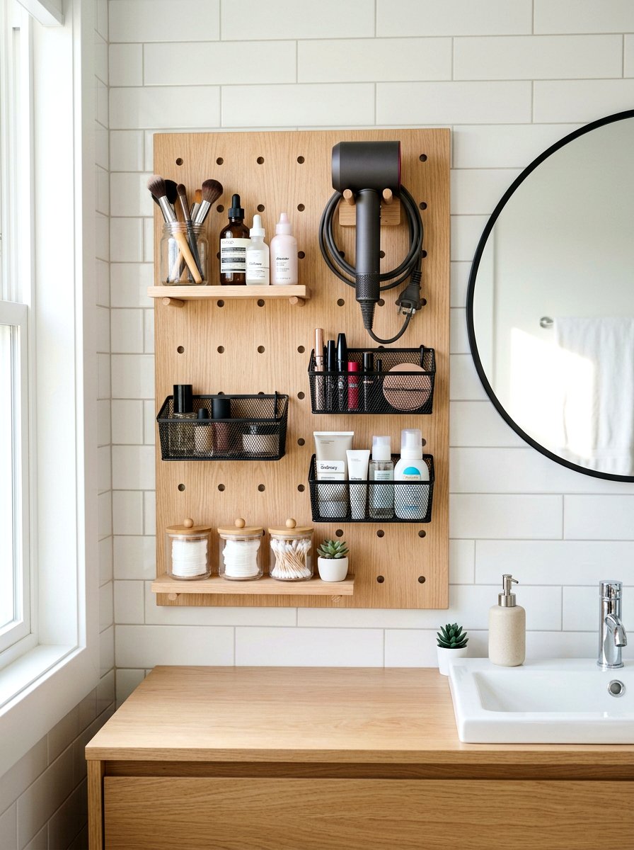 Pegboard Bathroom Storage Shelf - 30 spa shelf bathroom ideas