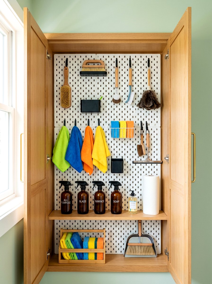 Pegboard Cabinet Wall Storage - 30 under sink storage rental ideas
