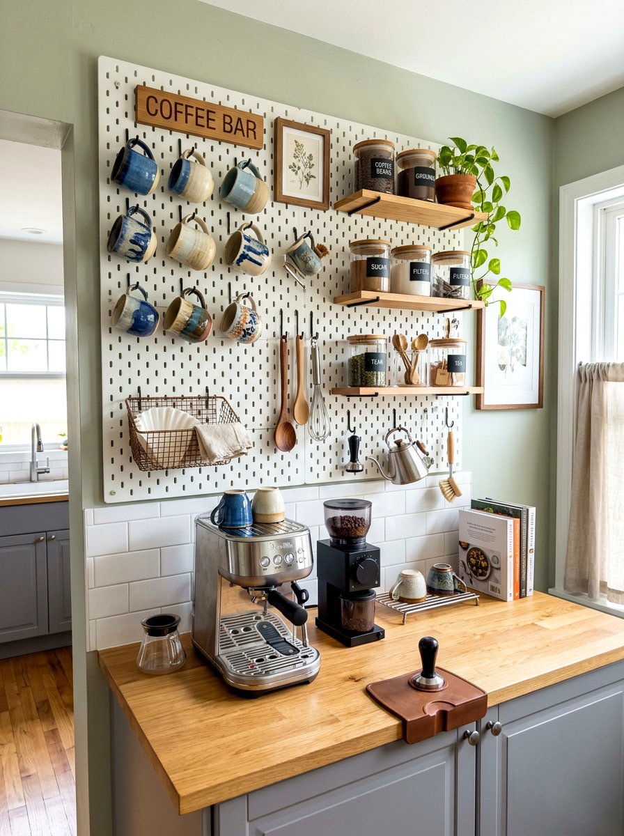 Pegboard Coffee Station - 30 home cafe ideas