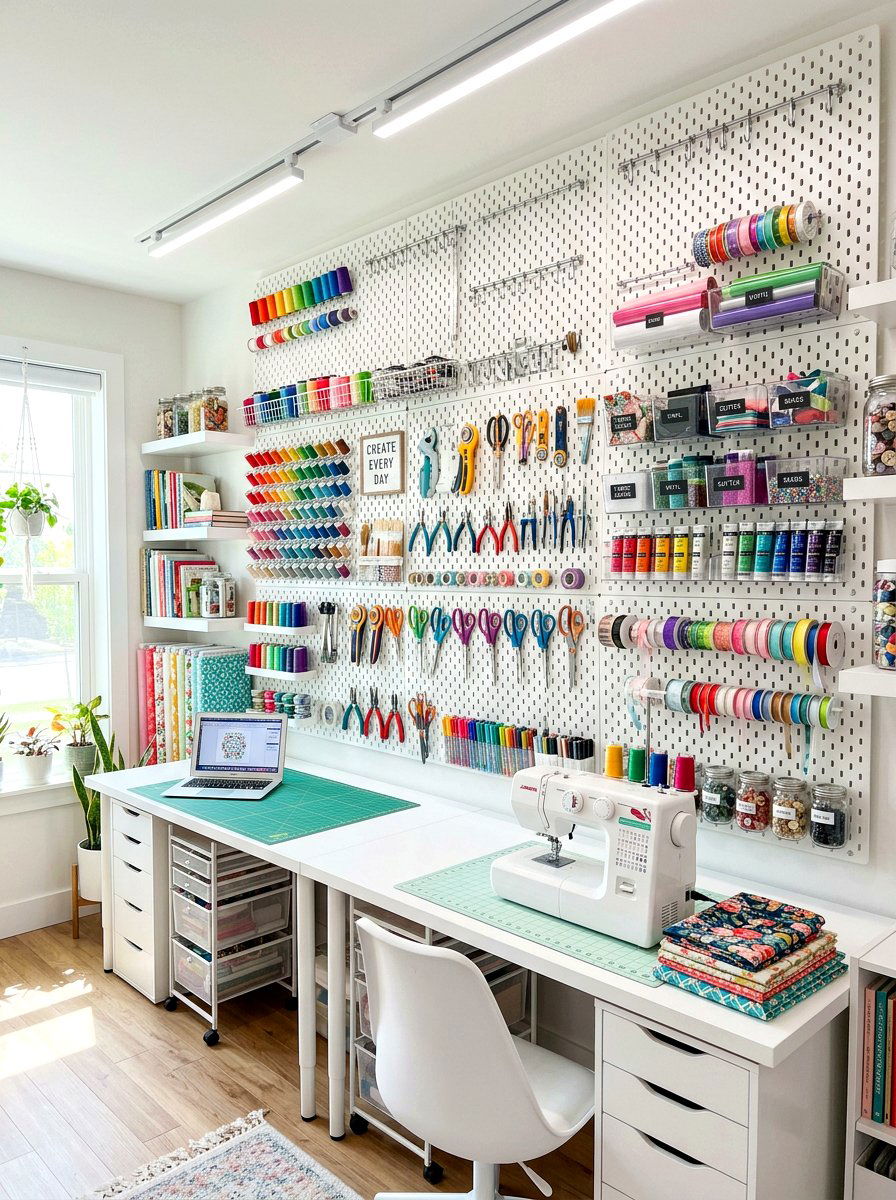 Pegboard Craft Room - 30 craft room ideas