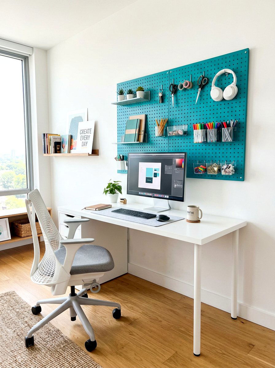 Pegboard Desk Organizer - 30 teen bedroom desk ideas