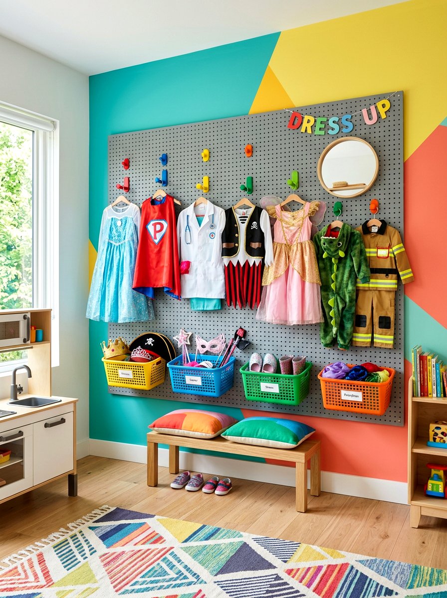 Pegboard Dress Up Wall - 30 dress up station ideas
