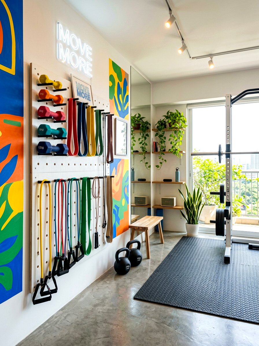 Pegboard Fitness Wall System - 30 dumbbell storage ideas