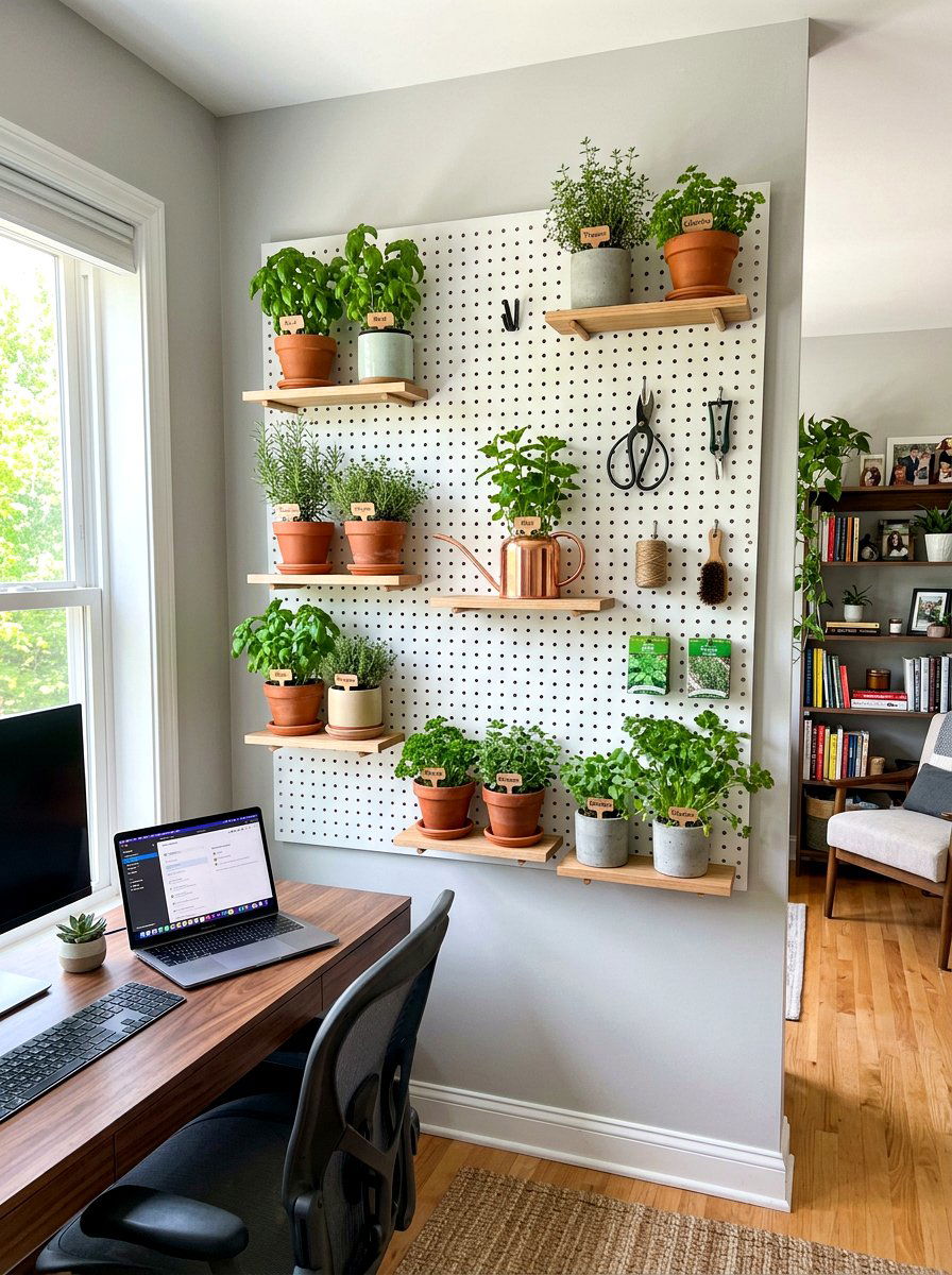 Pegboard Herb Garden Shelf System - 30 herb garden shelf ideas