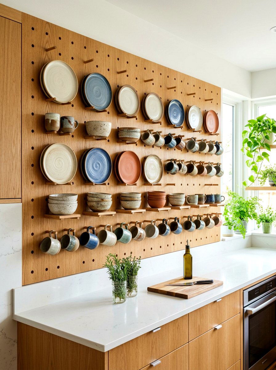 Pegboard Kitchen Wall - 30 dish display ideas