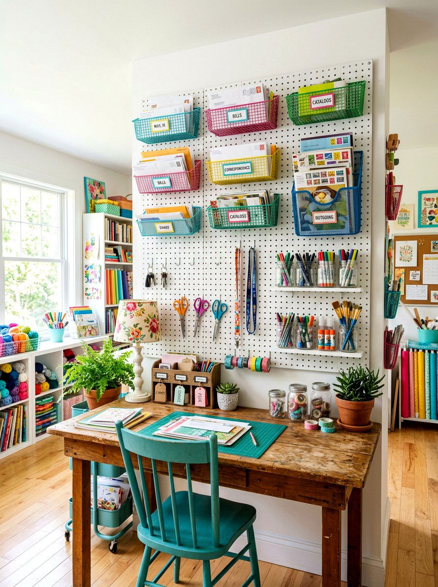 Pegboard Mail Organization System - 30 mail organization ideas