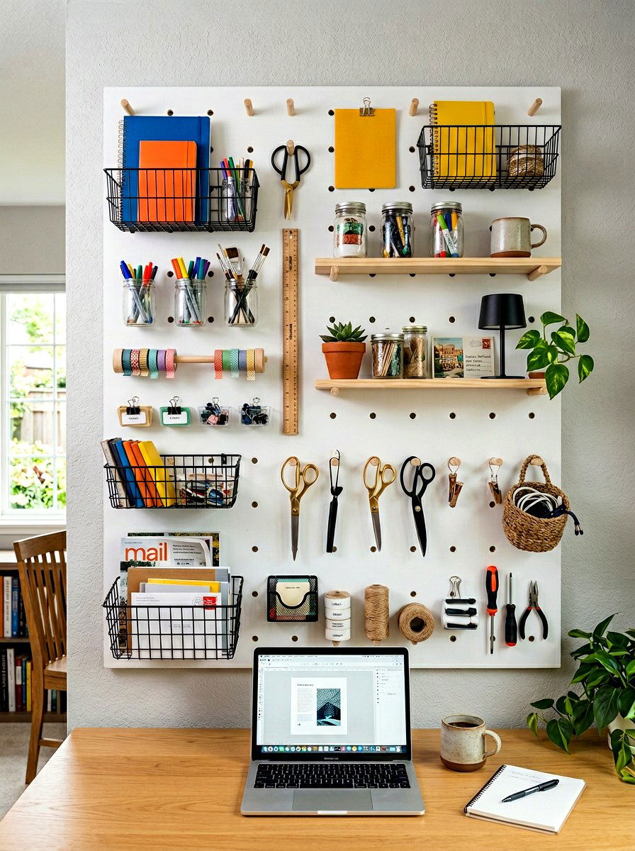 Pegboard Office Organizer - 30 office file storage ideas