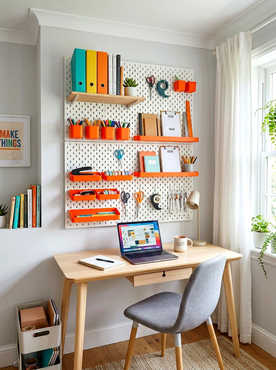 Pegboard Organization System - 30 school paper organization ideas