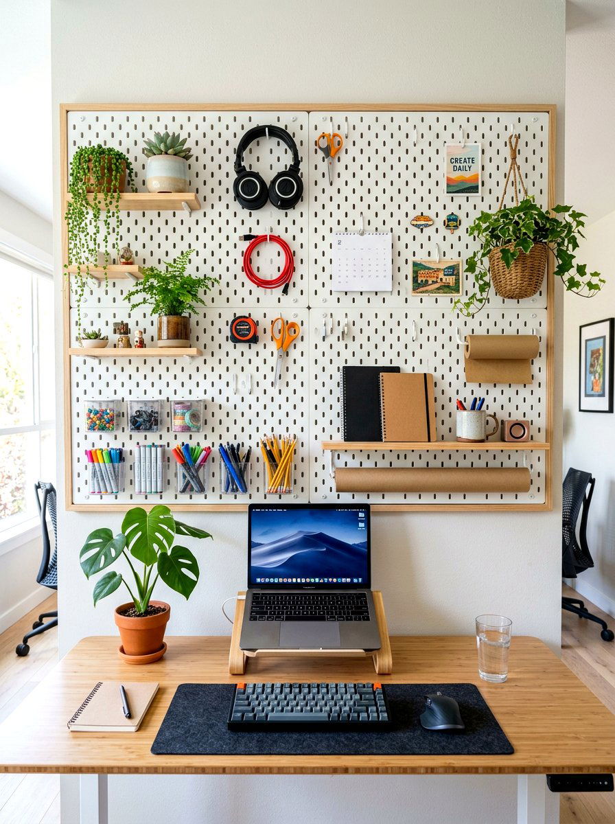 Pegboard Organization Wall - 30 teen study room ideas