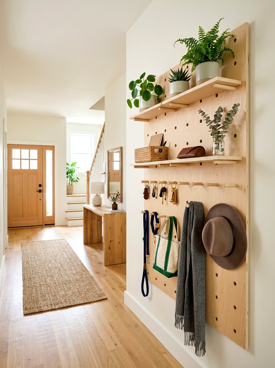 Pegboard Organizer - 30 hallway wall decor ideas