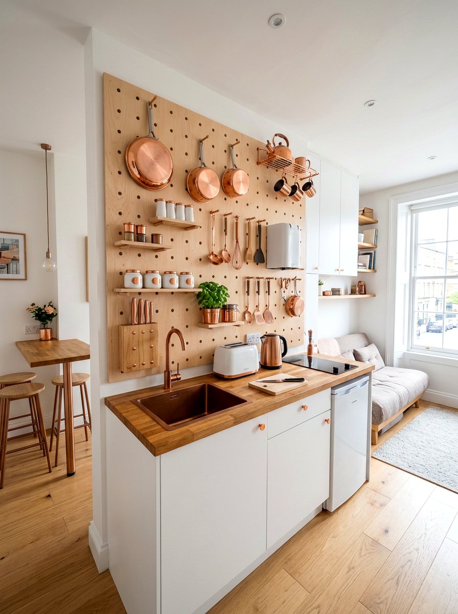 Pegboard Organizer - 30 micro apartment decor ideas
