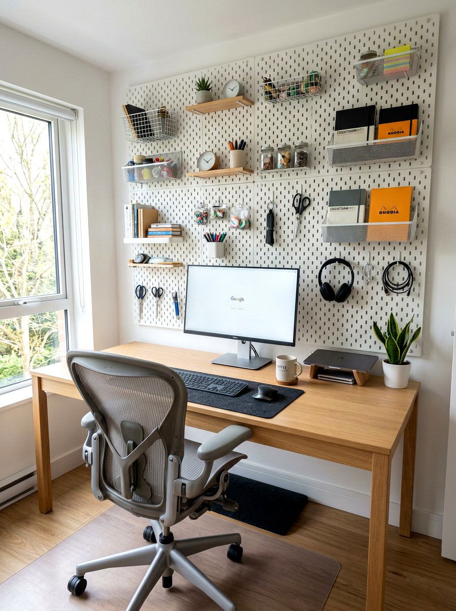 Pegboard Organizer Desk - 30 study hall nook ideas