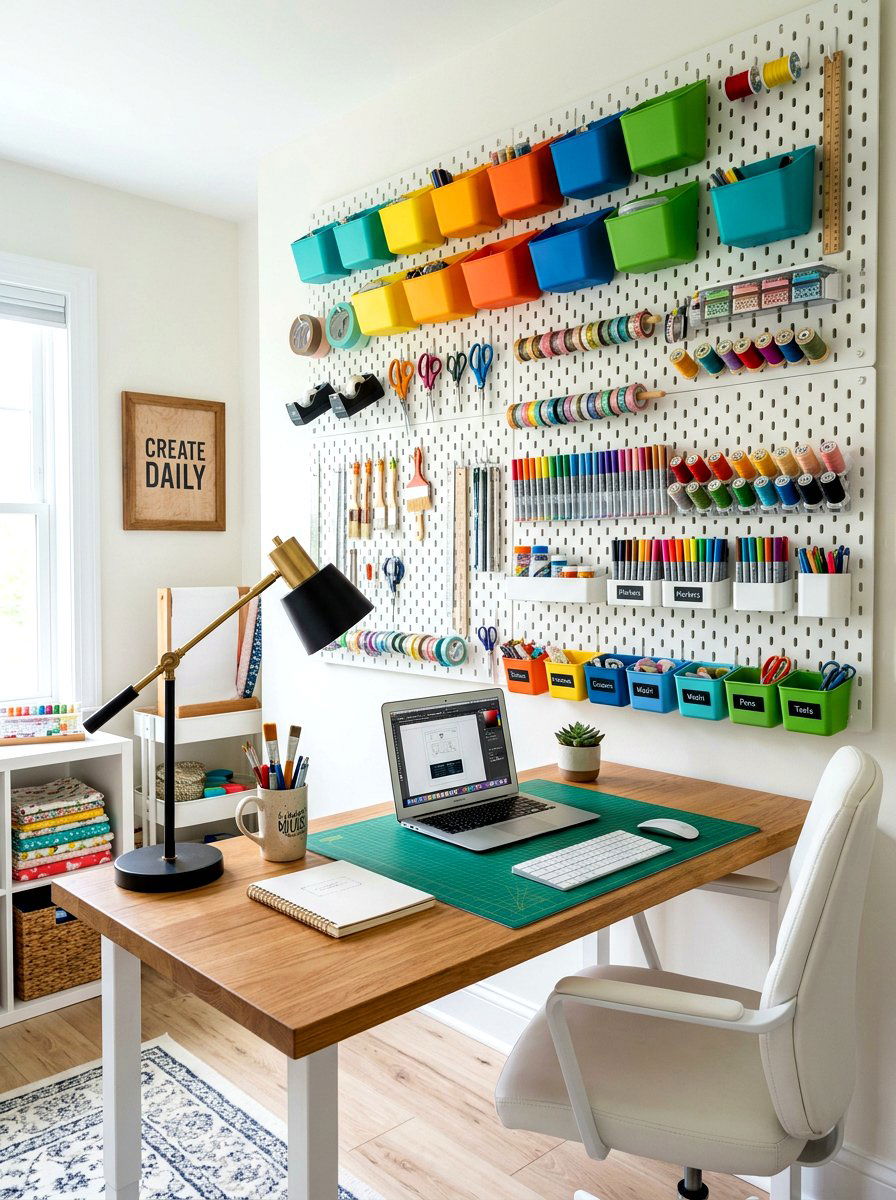 Pegboard Organizer Desk - 30 homework station ideas