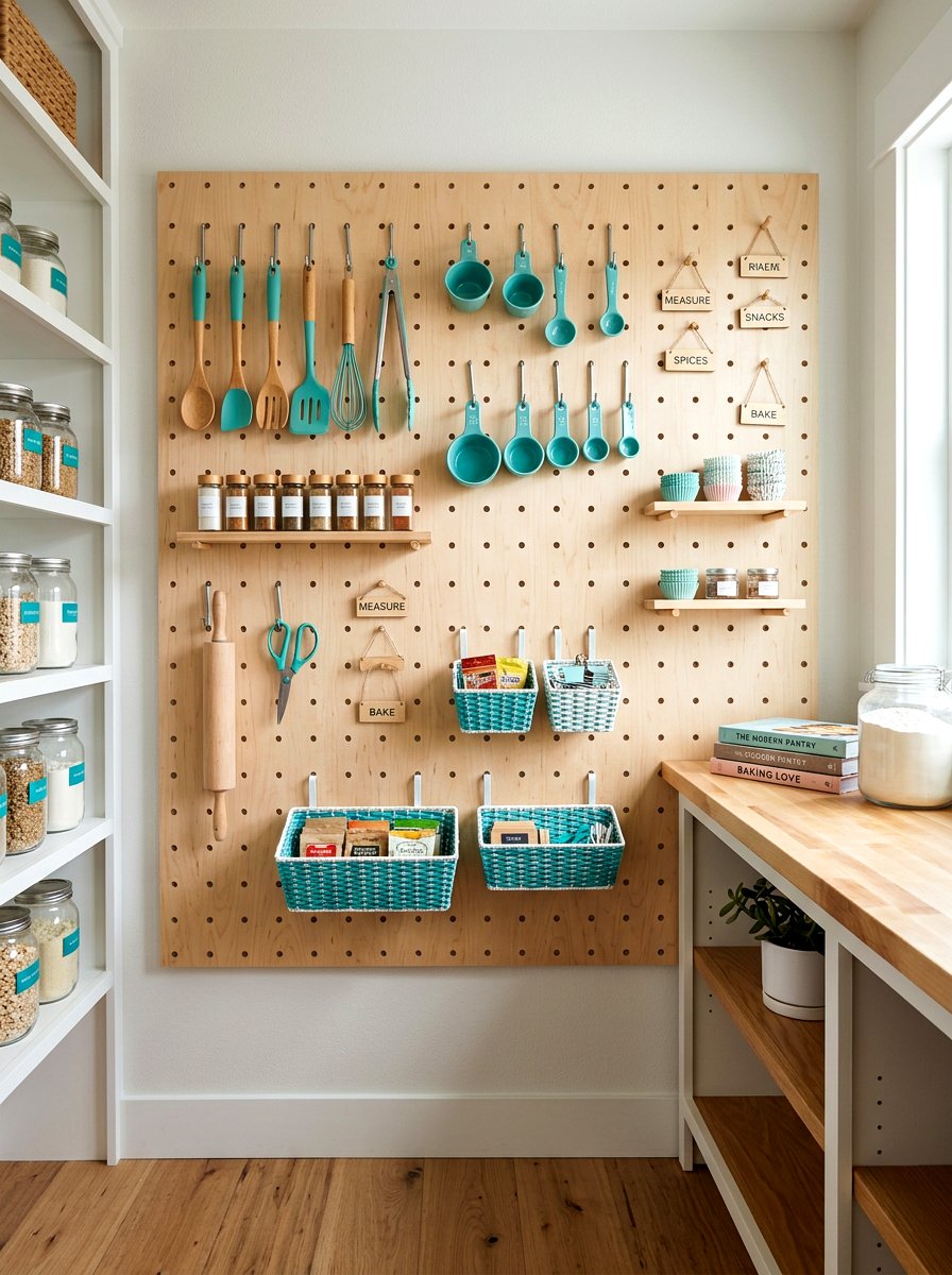 Pegboard Pantry Storage - 30 organizing a tiny pantry ideas