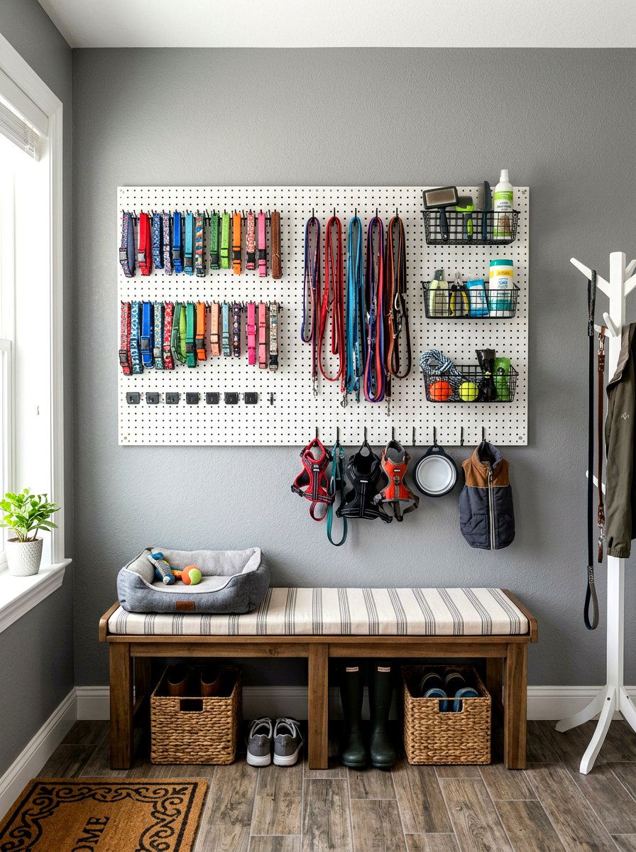 Pegboard Pet Accessory Organizer - 30 organizing pet supplies ideas