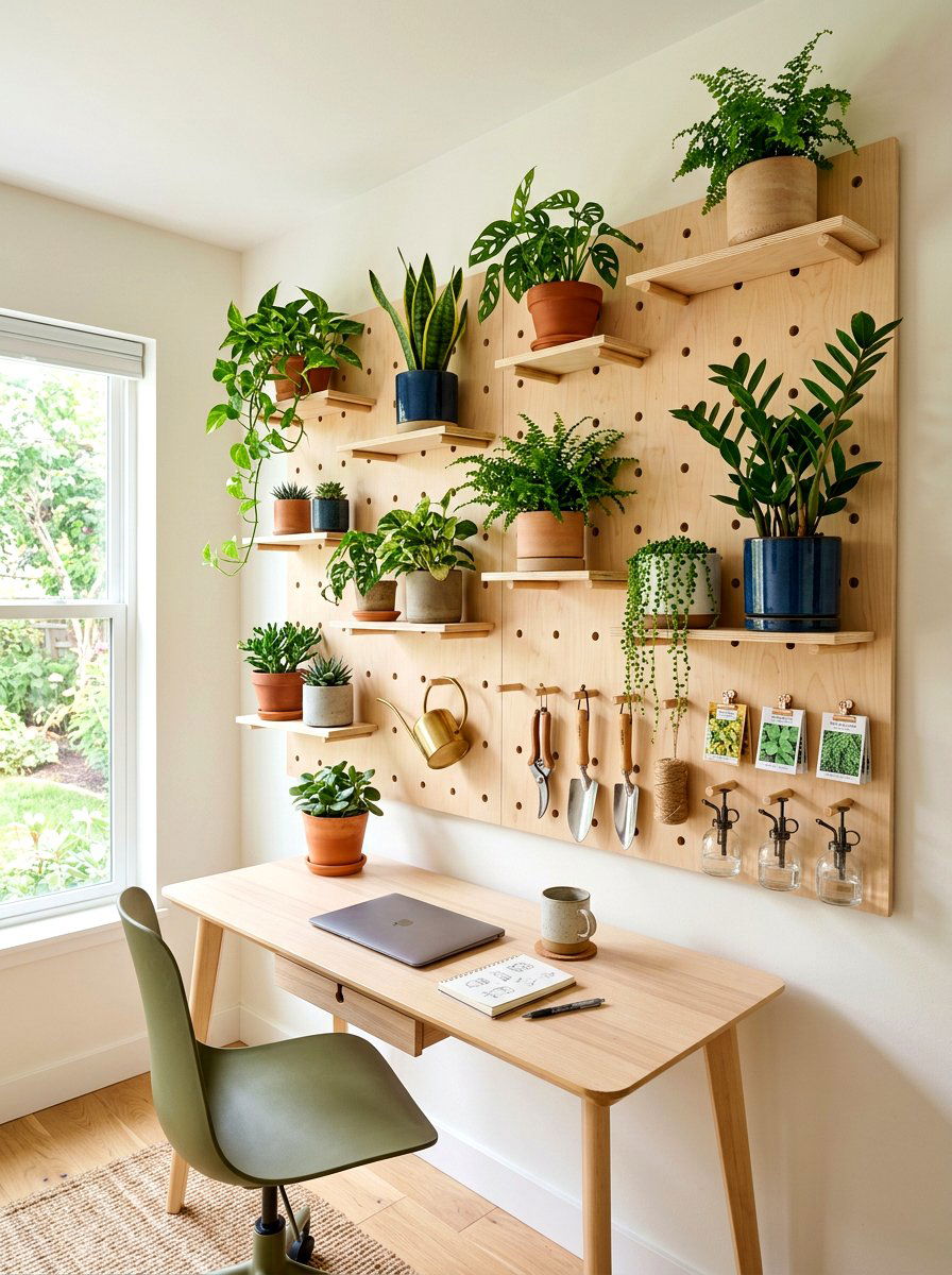 Pegboard Plant Shelf System - 30 bedroom plant shelf ideas
