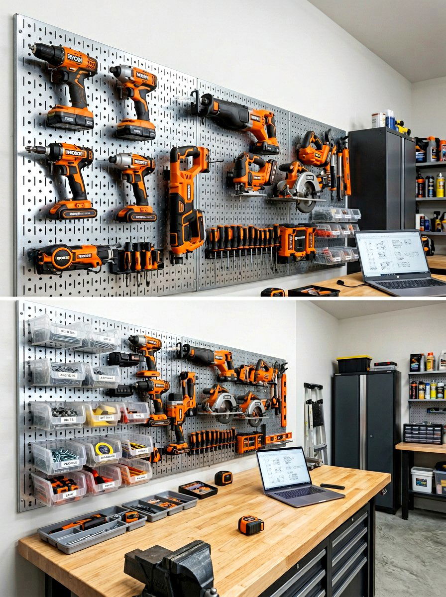 Pegboard Storage Wall - 30 power tool storage ideas