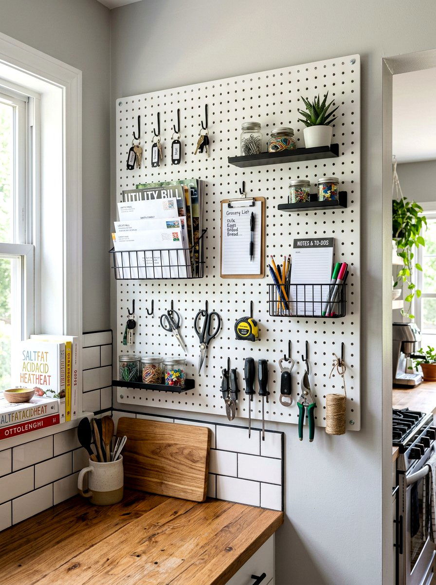Pegboard Tool And Mail Rack - 30 family command center ideas