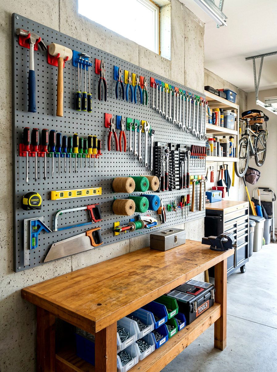 Pegboard Tool Organizer - 30 garage gardening station ideas
