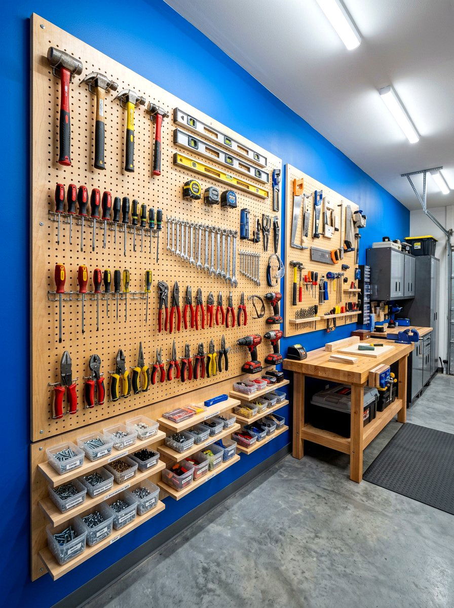Pegboard Tool Shelving - 30 garage shelving ideas
