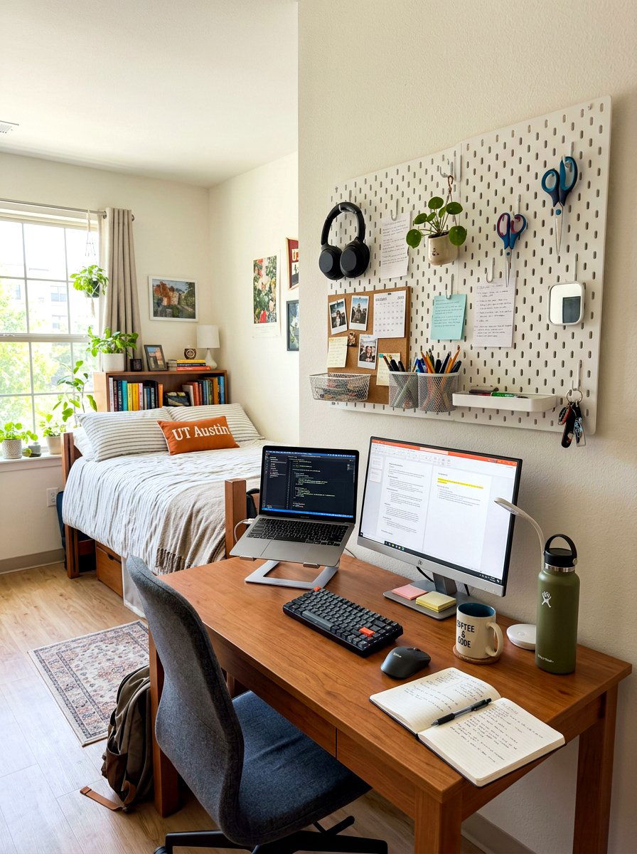 Pegboard Wall Display - 30 dorm storage ideas